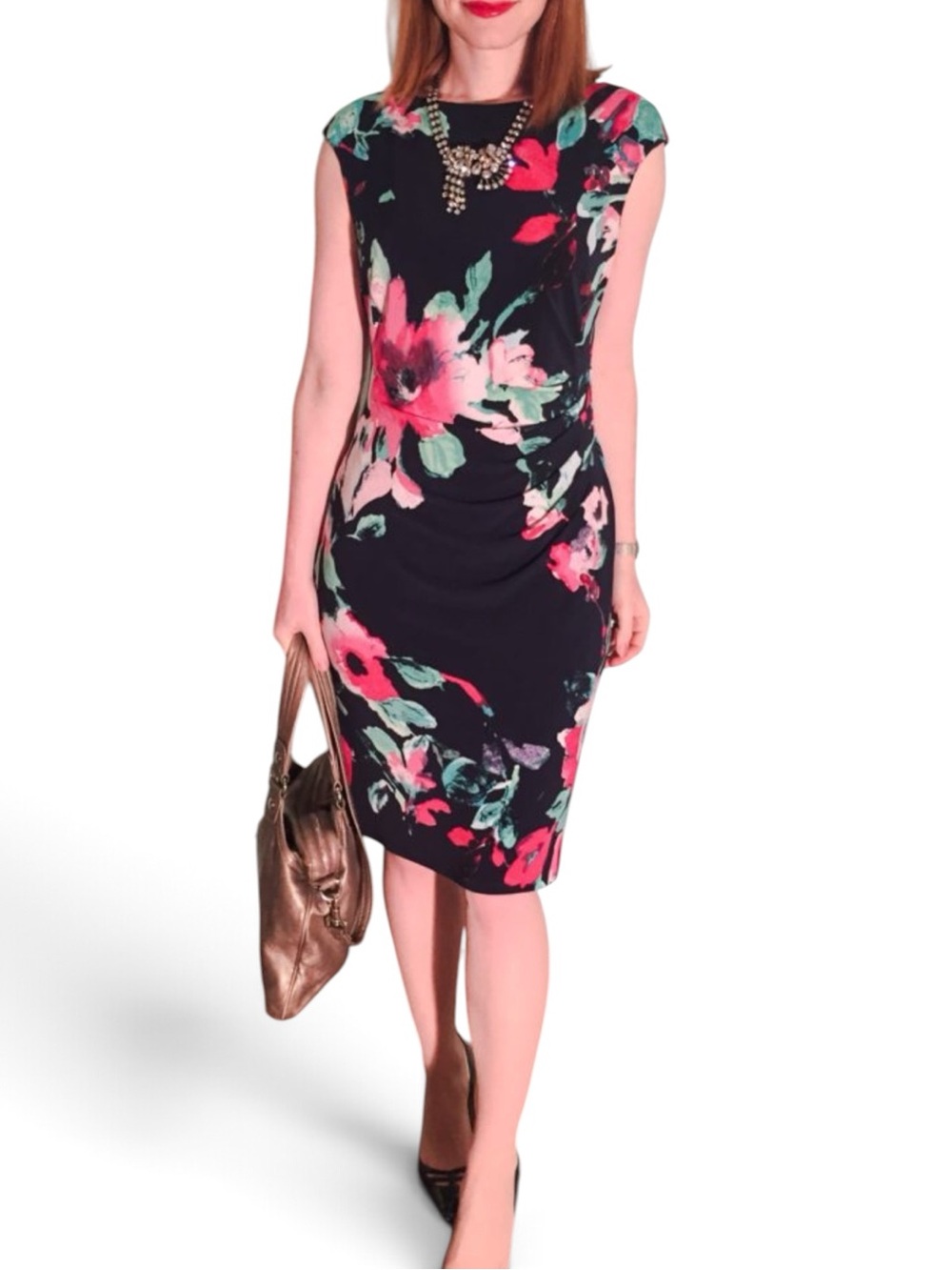 Ralph Lauren Navy Blue Foral Dress size 12
